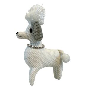 Target French Poodle 8" Plush Knit White Silver Necklace Pink Bow